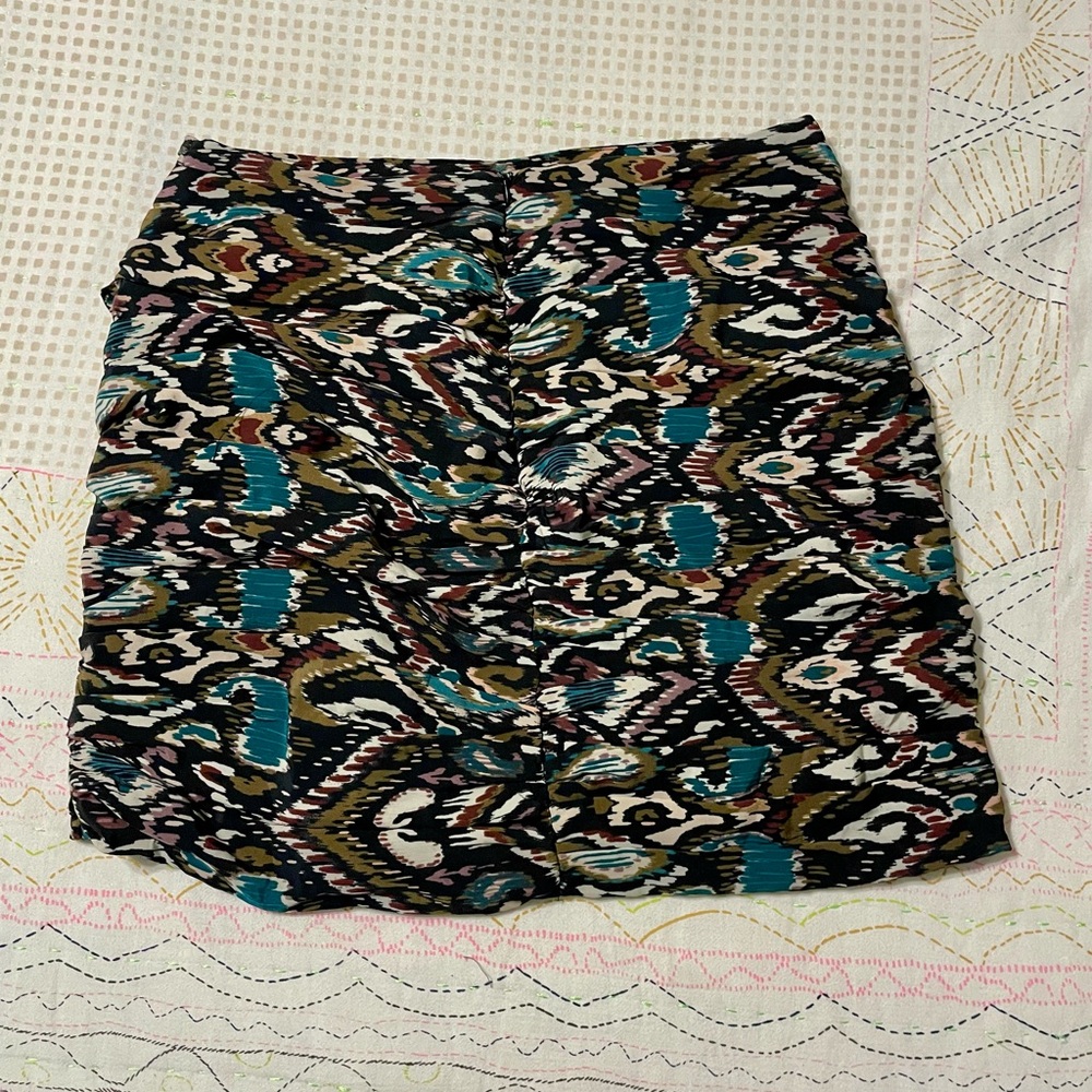 Zara Multicolor Patterned Ruched Mini Skirt - Picture 3 of 5